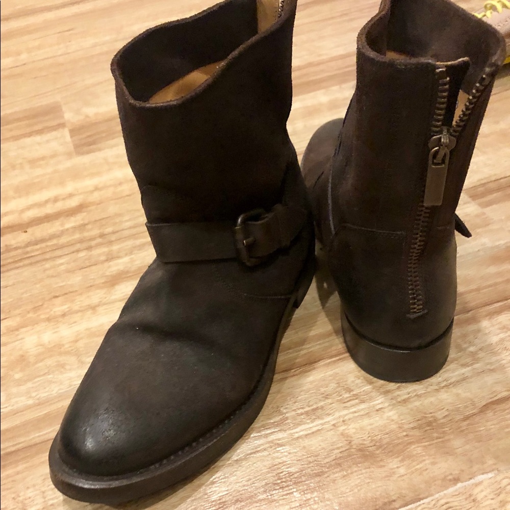 Barney’s Warehouse Black Suede Moto Boots